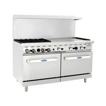 Atosa 60" Gas Range with Four Open Burners & 36" Griddle- AGR-4B36GR