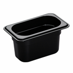 Cambro Camwear 1/9 Size Black Polycarbonate Food Pan, 4" Deep- 94CW110