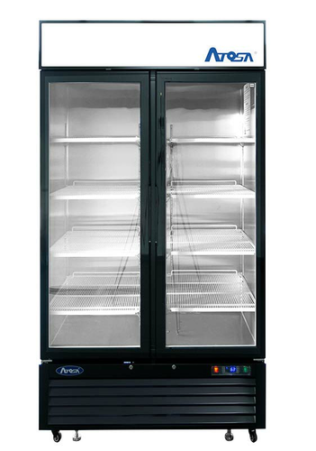 Atosa Black Cabinet Two Door Glass Door Merchandiser Refrigerator- MCF8733GR