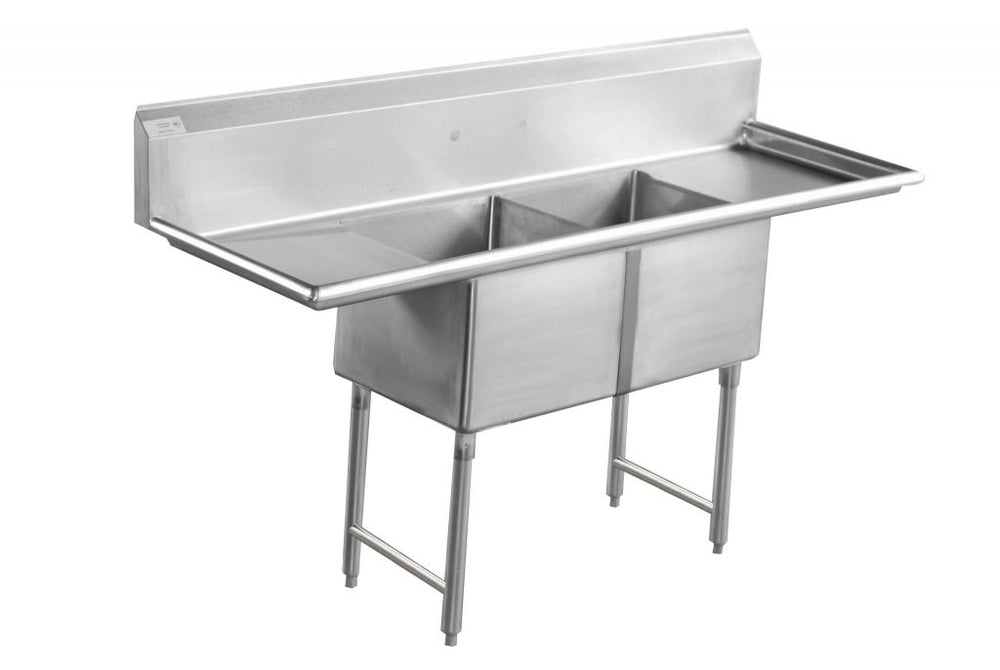 D2CWP16202-18 12" Deep Economy Series Sink | 2 Bowl, Two Drainboards