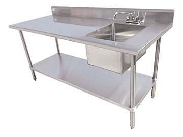 TSF-3072-R 72" Table with Sink - 16 Gauge 304 Stainless ( Right Sink )